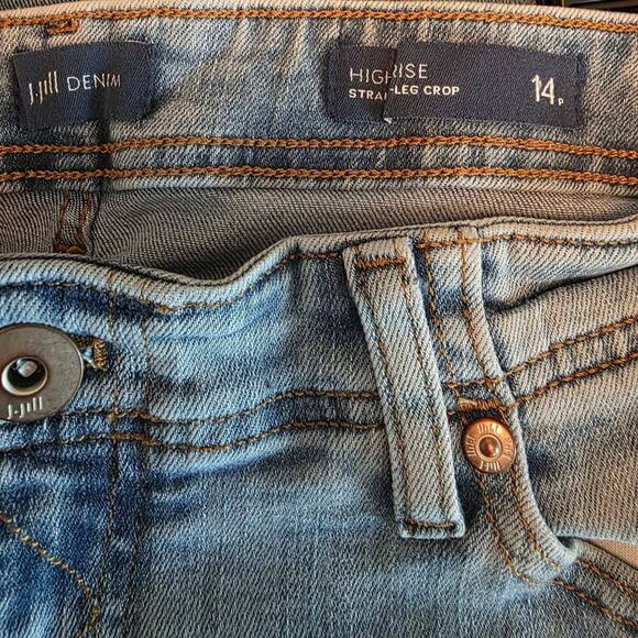 J.Jill Women’s Denim Hi-Rise Straight Leg Crop 14P - Picture 3 of 4